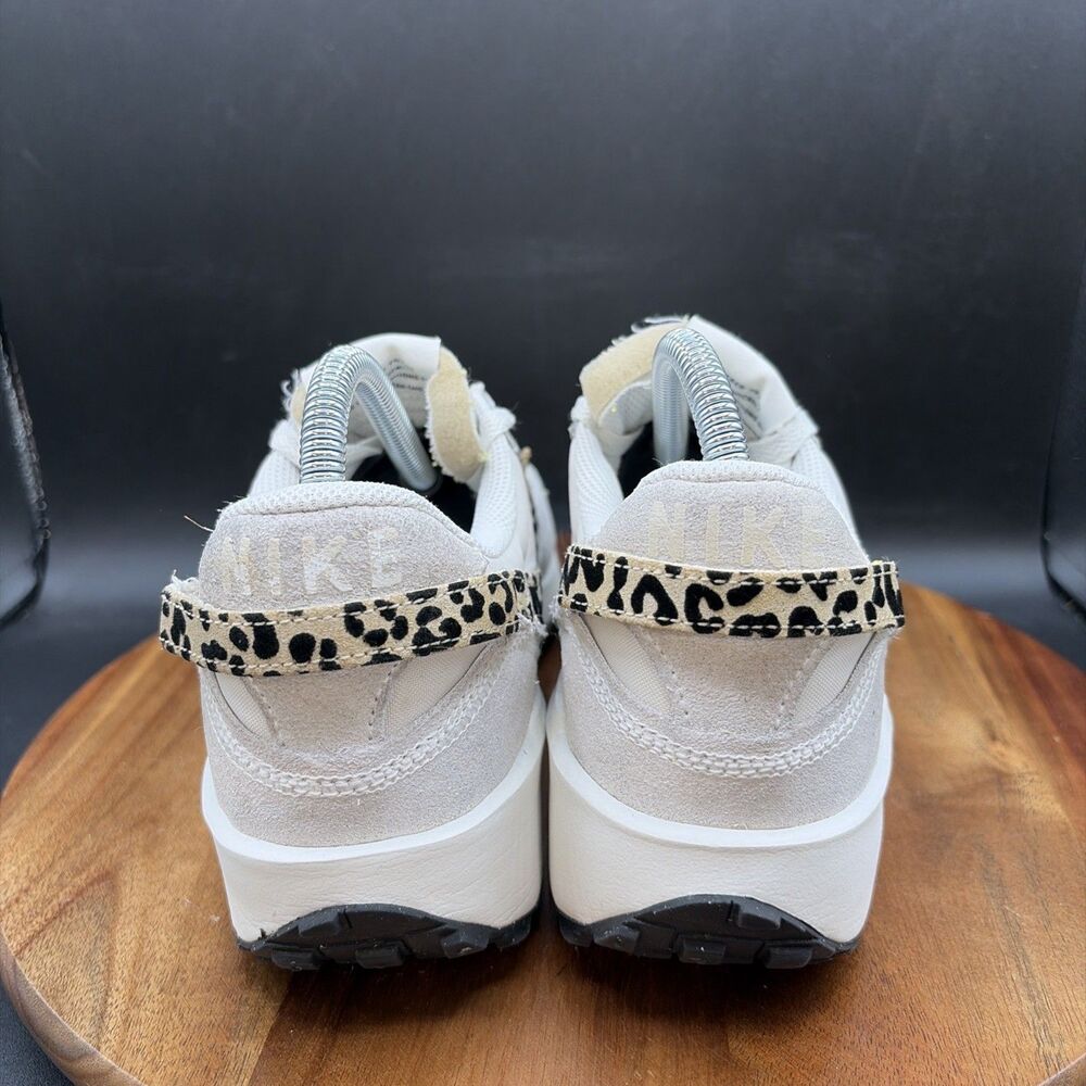 Nike Women's White Cream Athletic Sneakers with Leopard Swoosh - Picture 4 of 8